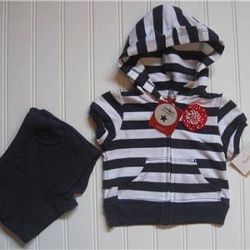 NWT Carters Baby Girls Clothes NEWBORN Blue White Jacket Shorts Outfit 2pc Set 