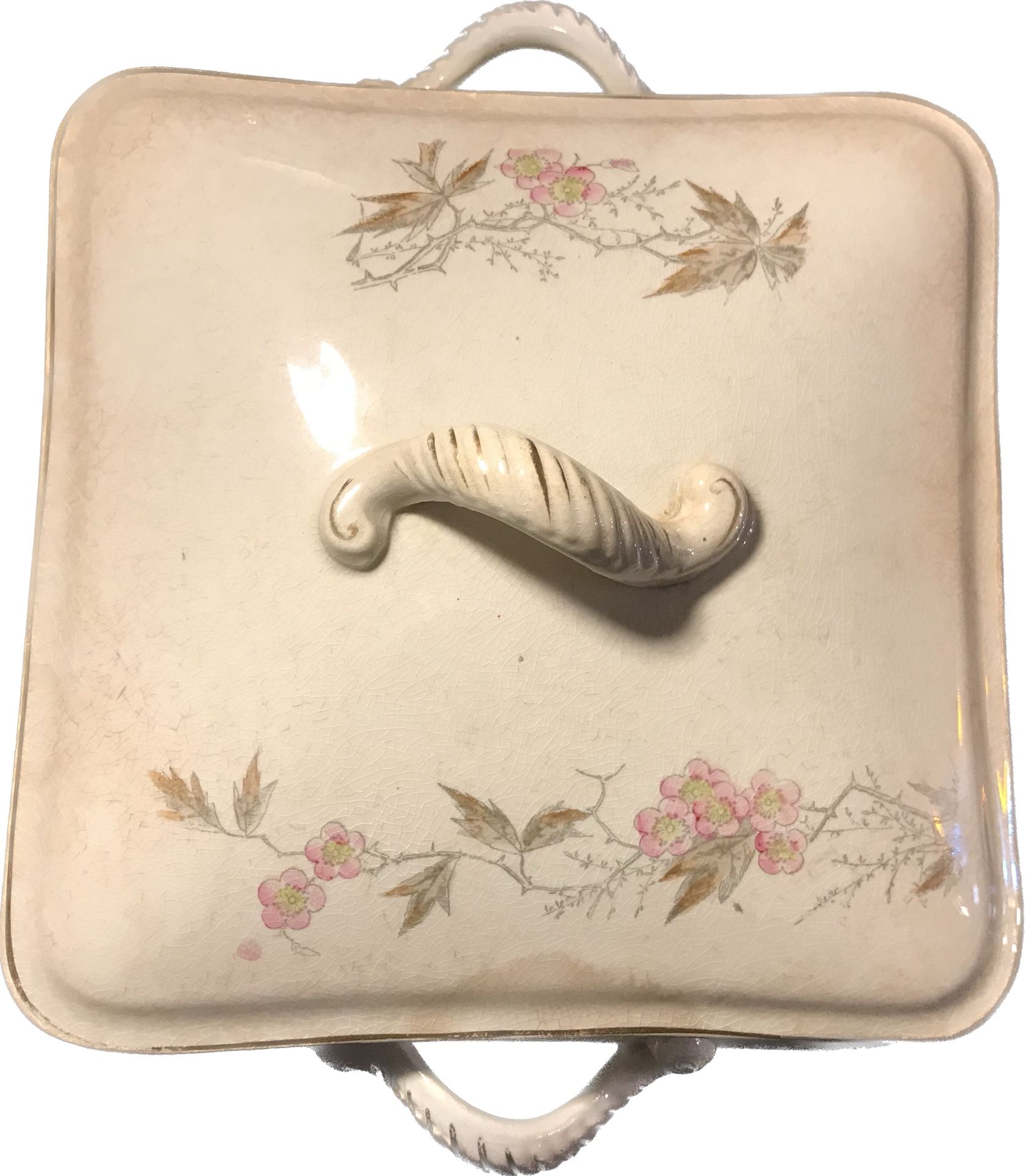 Vintage Parisian Granite Covered Dish - Ceramic Transfer Ware Serving Dish -