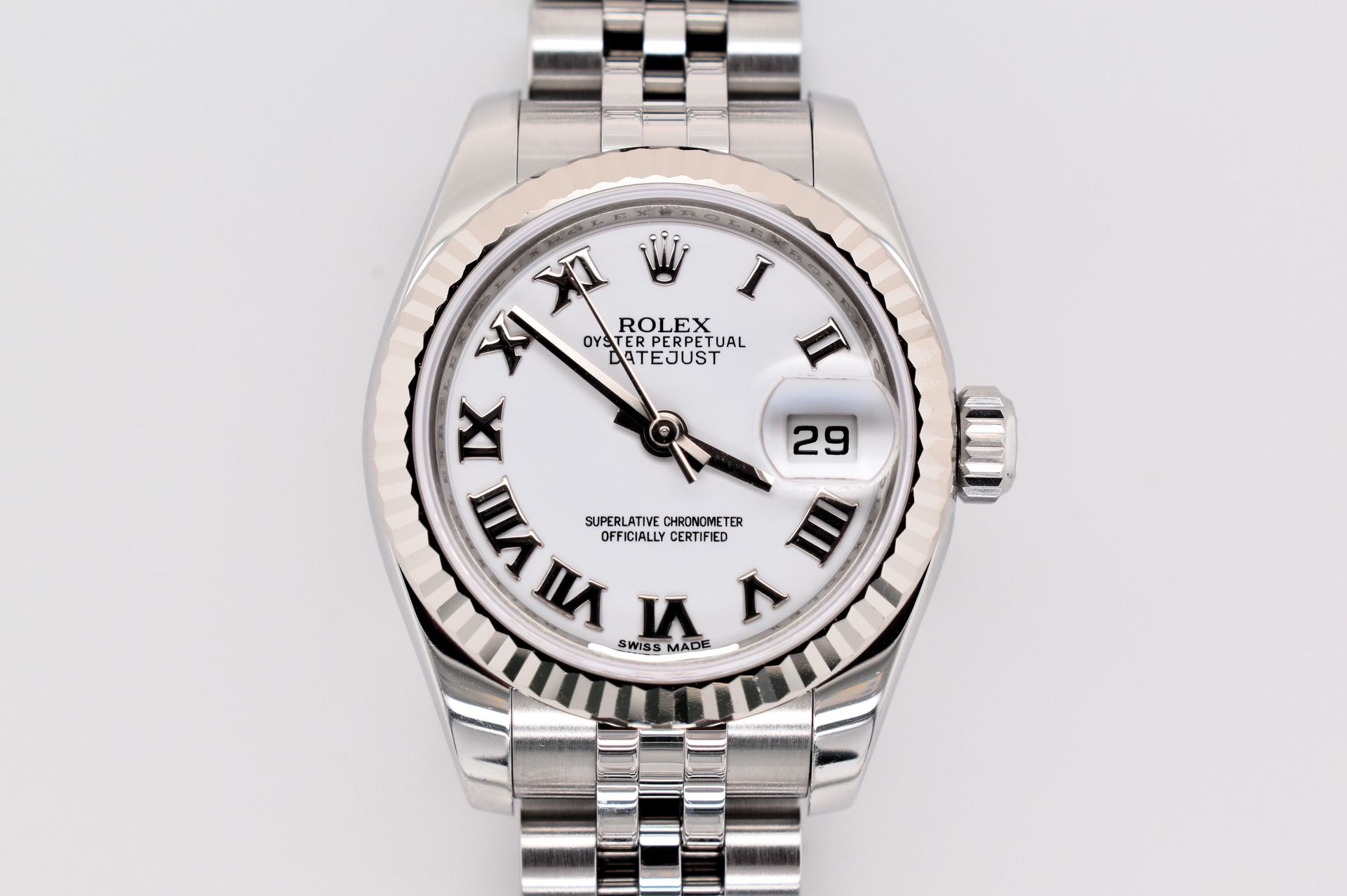 Ladies Rolex Datejust White Roman Dial 179174 Watch