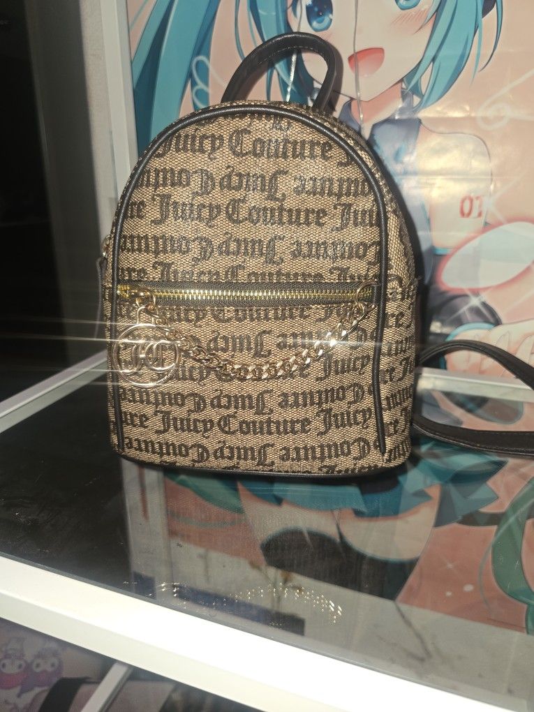 Beautiful Taupe Coffee Colored Mini Backpack With Gold Chain