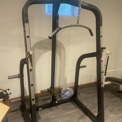 Nautilus Bench Press / Squat Rack w High-Low Pulley Lat Pulldown Home Gym Weight Lifting Power Rack