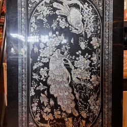Korean Black Lacquer Mother of Pearl  Inlay Foldable Table