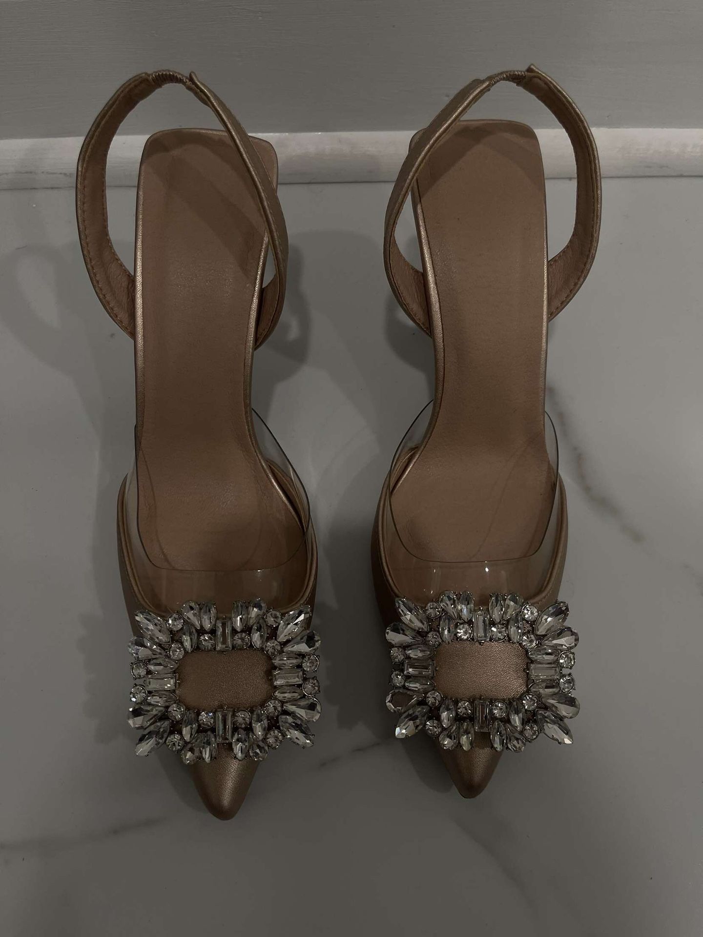 Fashionable Rhinestone High Heel Pumps Champagne