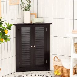 Brown Wooden Corner Cabinet 