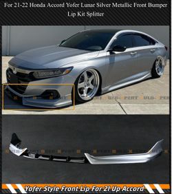 Brand New!! For 21-22 Honda Accord Yofer Lunar Silver Metallic Front Bumper Lip Kit Splitter