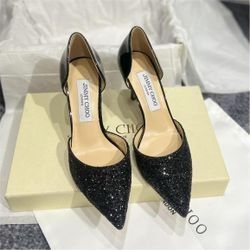JIMMY CHoo sequined hollow shoes