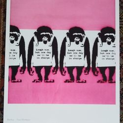 4 Banksy Items Official Poster Dollar Bill Dismaland Pin