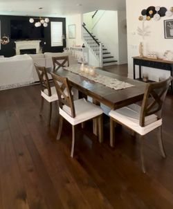 Wood dining table with chairs
