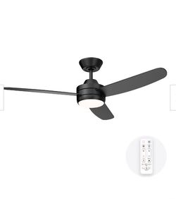 Joy 54 in. Integrated LED Matte Black Ceiling Fan with Adjustable Color Temperature and Night Light with Remote Control