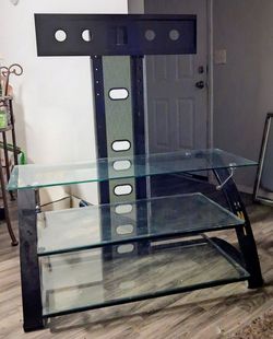 Floor TV Stand / Entertainment Center with  and 3-Tier Tempered Glass Shelves