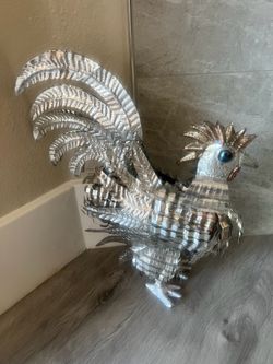 Metal Rooster Sculpture Decorative Figurine