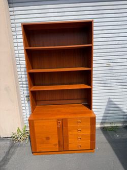 Danish Teak Wall Bookshelf and Cabinet