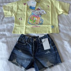 ZARA Kids 9-10 year old Size. New With Tags. Paid 46 Plus Taxes. Selling For $29 For Both Jean Shorts and Yellow T-shirt.