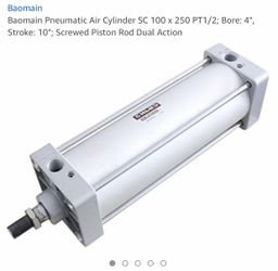 Baomain Pneumatic Air Cylinder SC 100 x 250 PT1/2; Bore: 4", Stroke: 10"; Screwed Piston Rod Dual Action