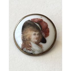 Antique Estate Porcelain Portrait Brooch Pin. (184)60
