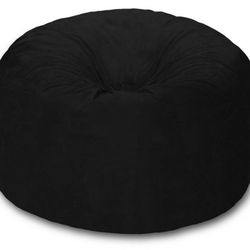5’ Large Bean Bag Chair with Mory Foam Filling and Washable Cover Black - Relax Sacks: Suede upholstery, Indoor Use, No Assembly Required 