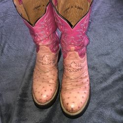 Lucchese Pink Ostrich Boots 9