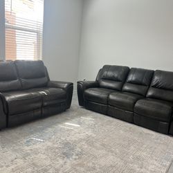 Leather Reclining Sofa Set – Juego De sofás  Reclinables De Cuero Sintetico