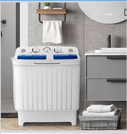 COSTWAY Portable Washing Machine, 12Lbs Washer and 8Lbs Spinner, Blue+White