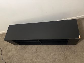 Black Low-Profile TV Stand with Open Shelves