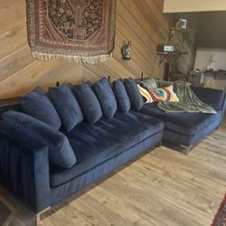 Blue Velvet Modular Couch 