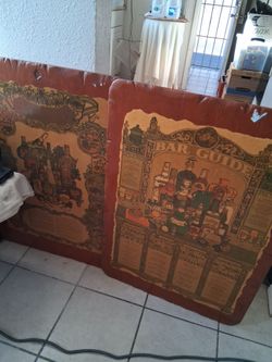Vintage Large Bar Guide Wall Decor - Matching Pair!