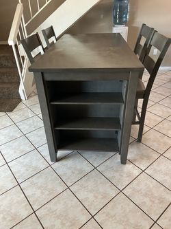 Gray Wood Dining Table Set with Chairs