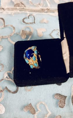 Fashion vintage moonstone blue ring