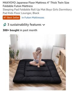 Japanese Floor mattress twin size foldable futon black HU10811DK-T