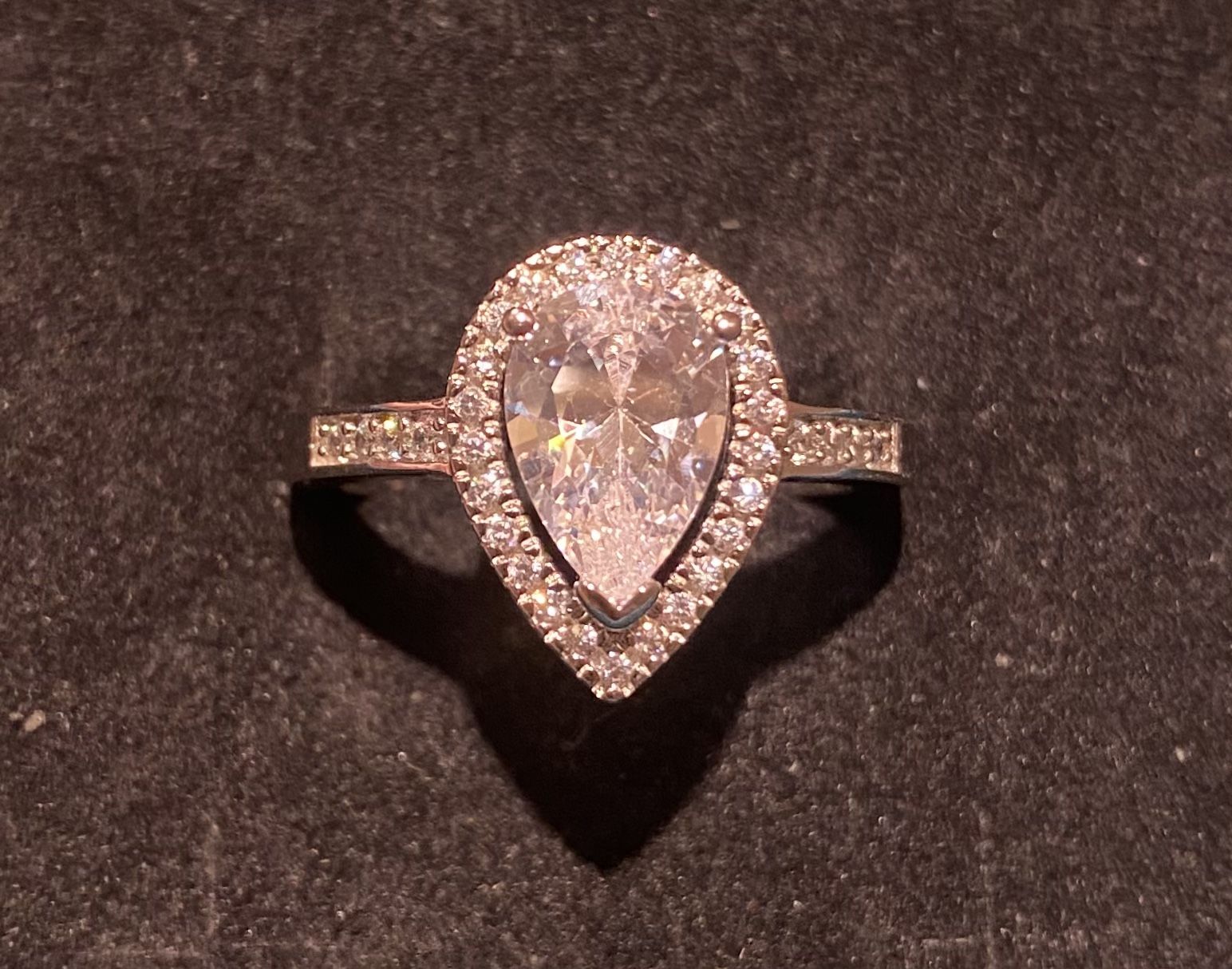 Diamond Halo Silver Ring S925 Sz 6,8,9,10