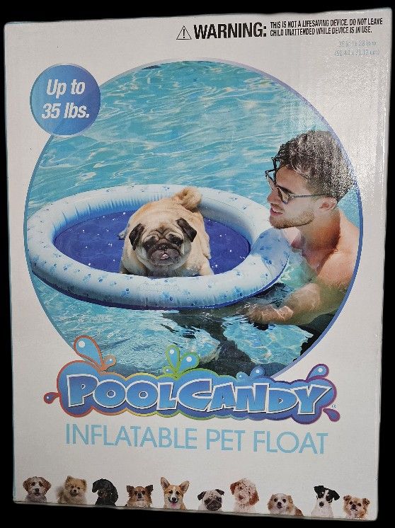 Pool Candy Inflatable Dog Pet Pool Float and Lounger Up to 35 Lbs New In Box
