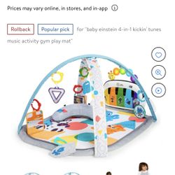 Baby Einstein 4-in-1 Kickin' Tunes Music and Language Play Gym and Piano Tummy Time Activity Mat