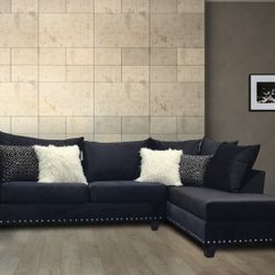 Black Velvet Sectional On Sale 
