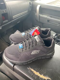 Sketcher, black lightweight washable wide fit.   20 firm