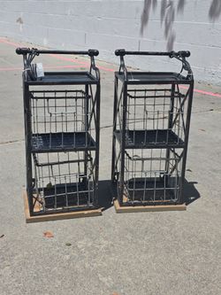 Small 2 basket rustic vertical hanging organizer (set of 2)