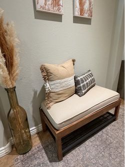 Pottery Barn Entryway Bench | Solid Wood | Cushion Included