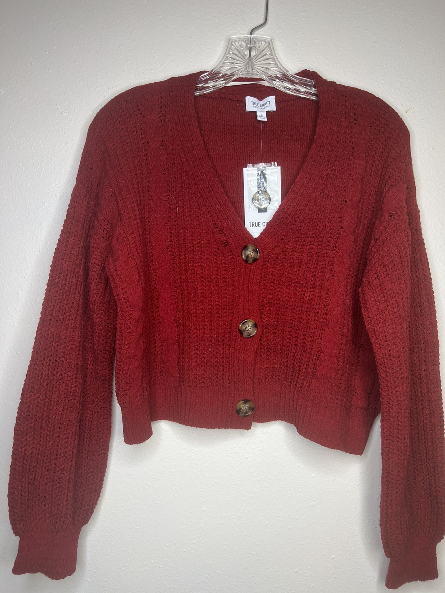 Woman’s Red Cable Knit Sweater - Size Small