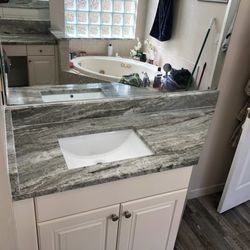 Bathroom Countertop Design . Wood Cabinet Available