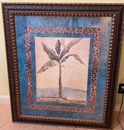 Elegant Framed Tropical Banana Plant Artwork
