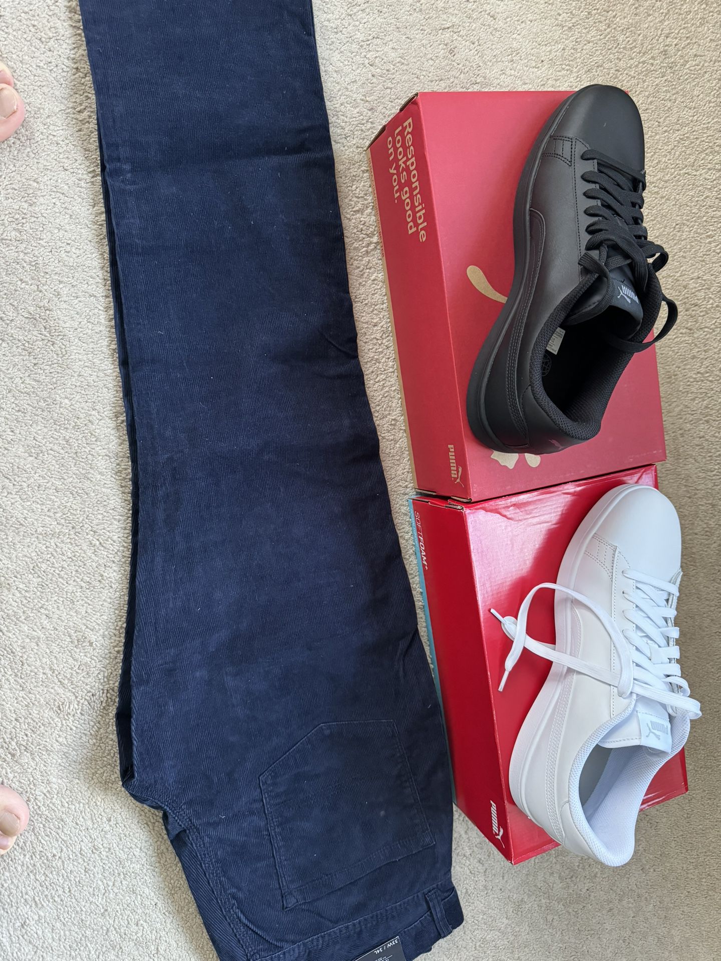 2 Puma Sneakers And Tommy Hilfiger Velvet Pants 