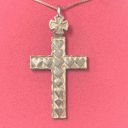 Hearts on cross Pendant sterling silver made in Jerusalem Jewelry used Chain Not-included Sold separately 