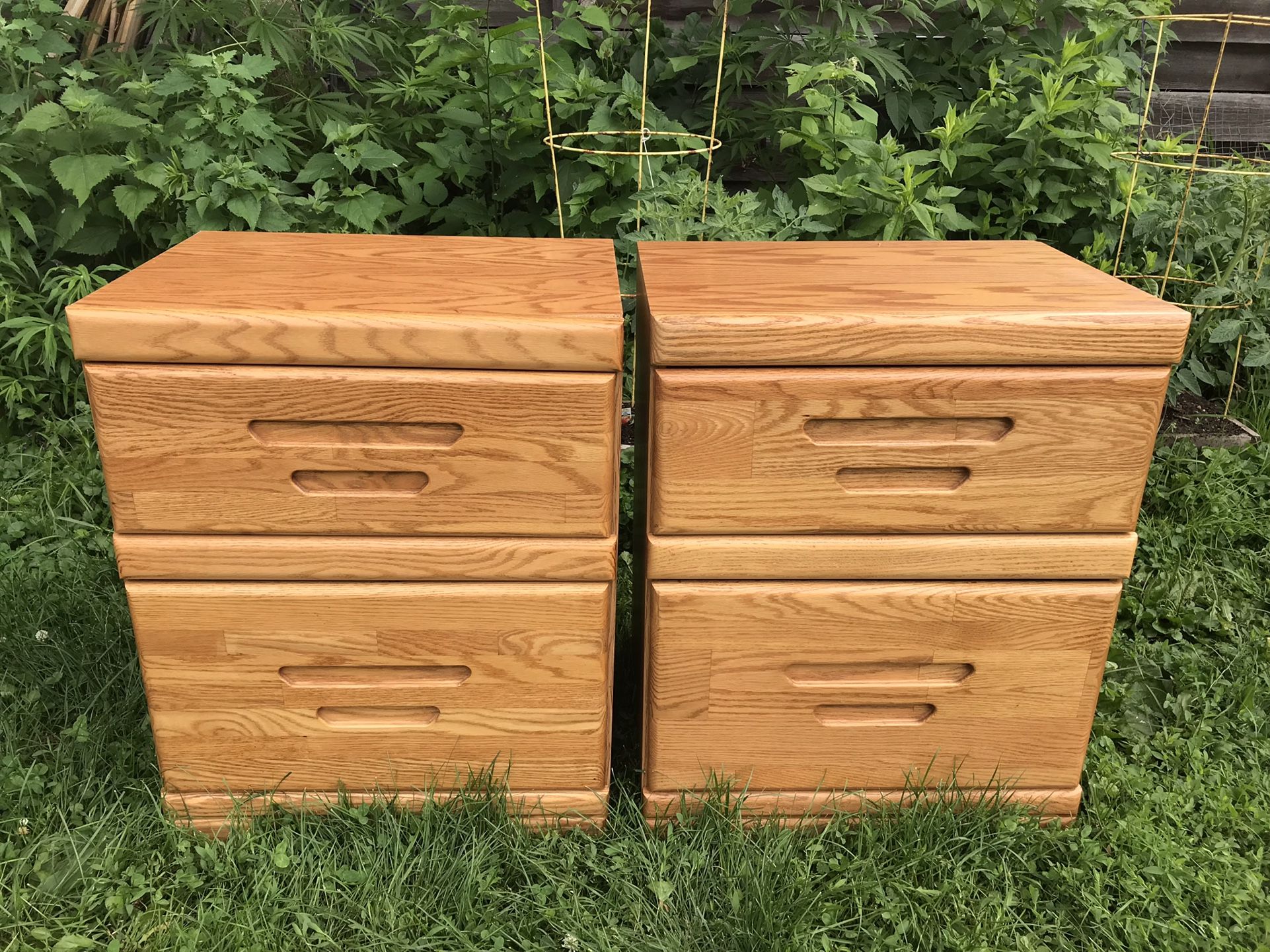 Golden Oak Wood Nightstands