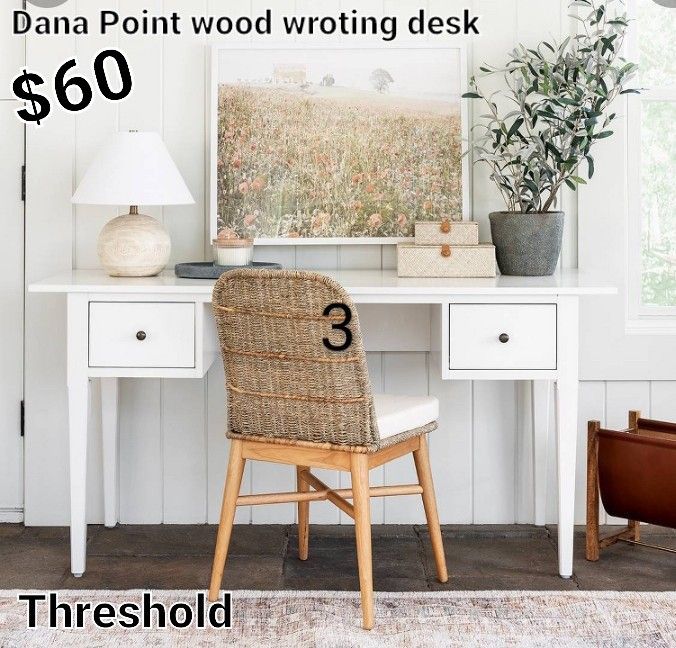 Brand New Dana Point White Wood Writing Desk By Threshold 