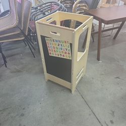 Kids Kitchen Step Stool For Toddler with With Kids ,wooden Montessori Learning Stool, With Drawing Board