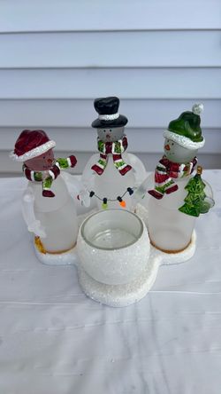 Snowman Trio Tealight Candle Holder