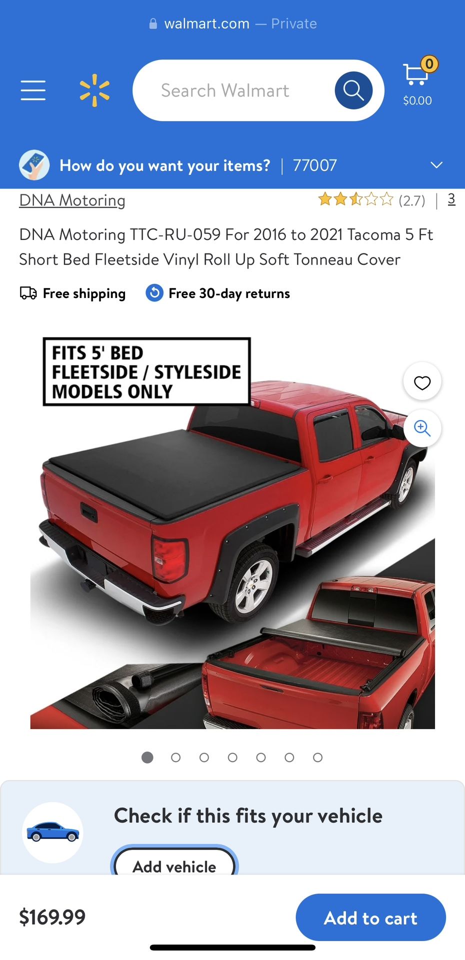 Toyota Tacoma 5ft roll up bed cover year 2016/2021