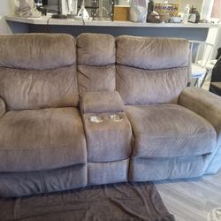 Light Brown Reclaining Sofa 