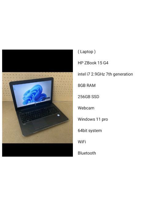 ( Laptop ) Hp Zbook 15 G4 Intel i7 2.9ghz 7th Generation Series 256gb SSD 8gb Ram Webcam Windows 11 Pro 