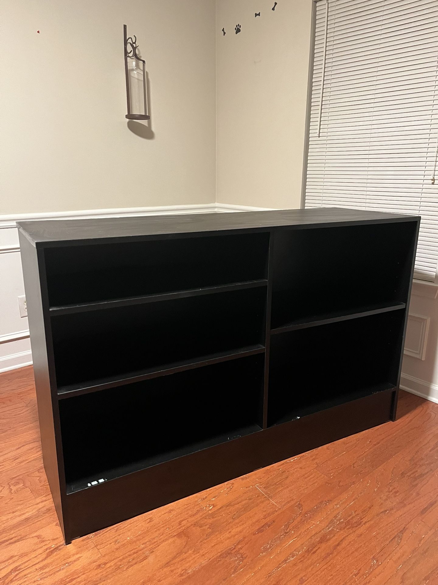 Black wooden storage shelf
