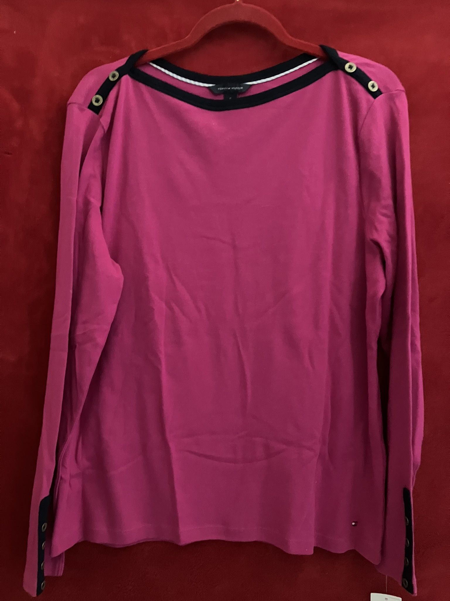 TOMMY HILFIGER WOMENS TOP SHIRT XL LONG SLEEVE SEASONAL PINK FESTIVAL FUCHSI ‼️ See HUGE COllection Here ...